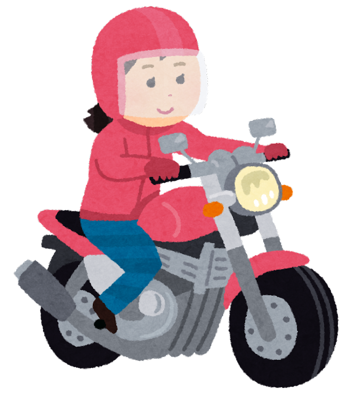 バイクに乗る女性　イラスト