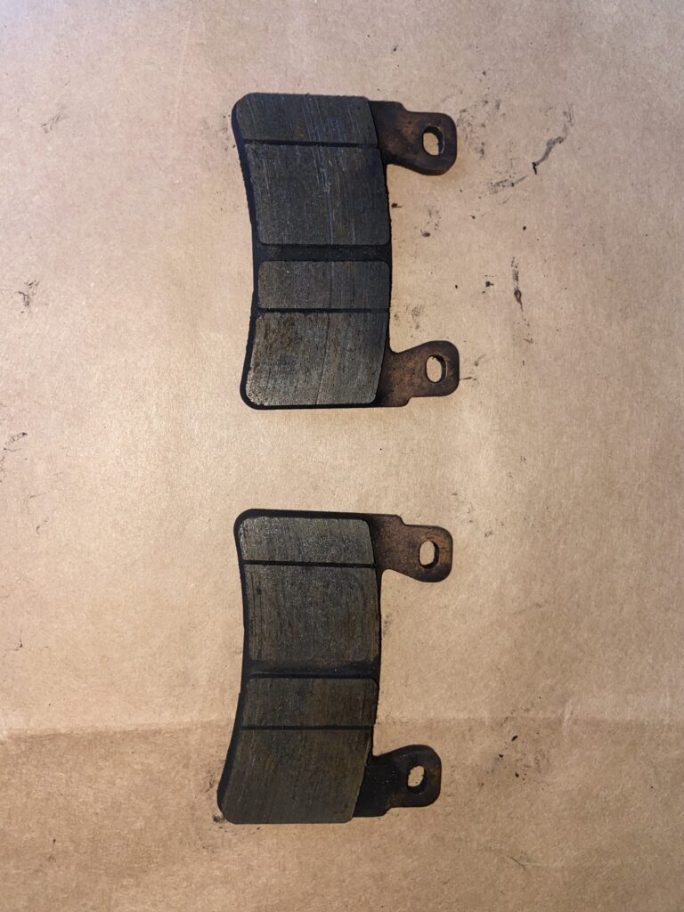Picture of the two brake pads that were removed